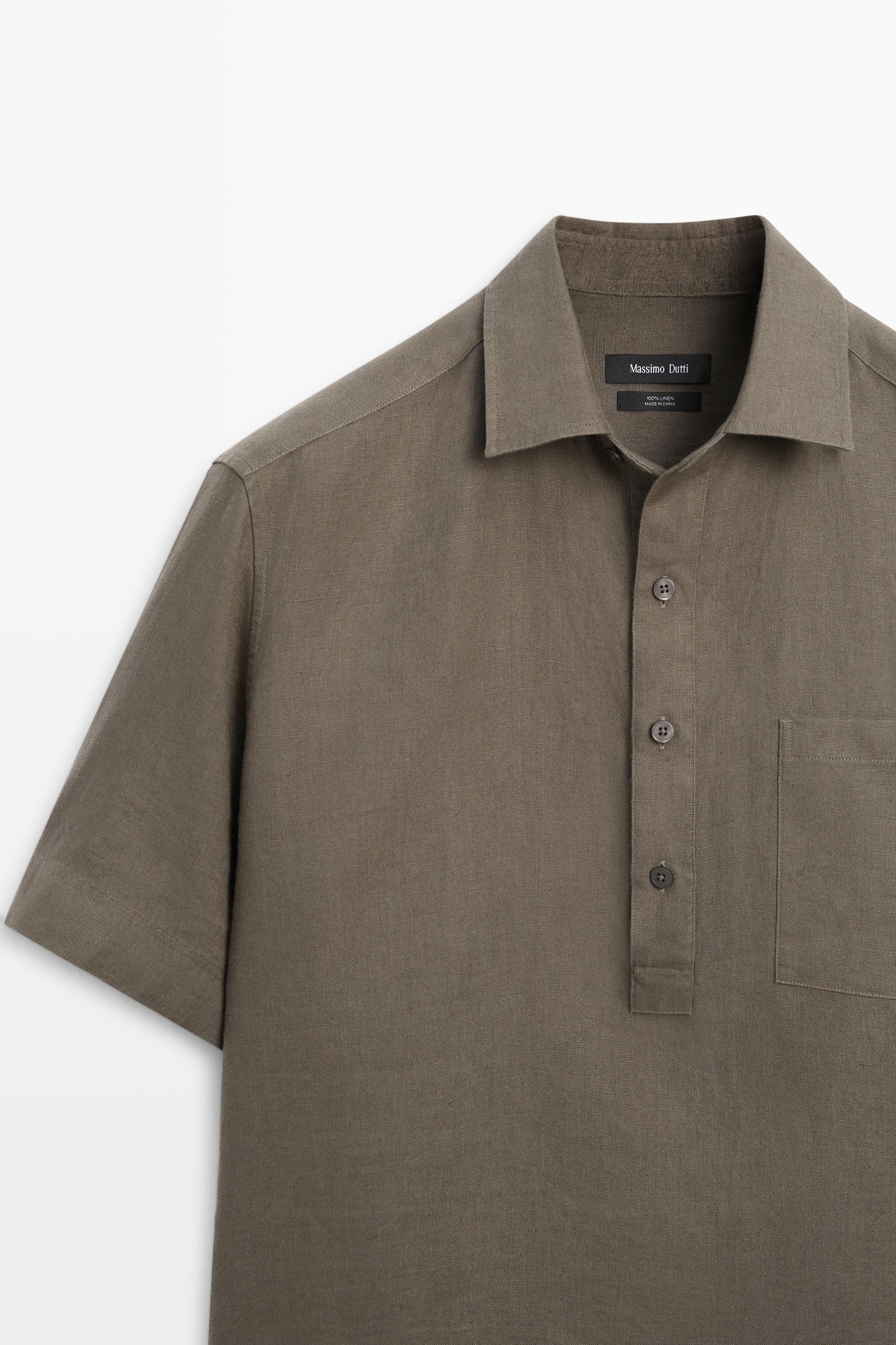 Chemise polo manches courtes 100 % lin